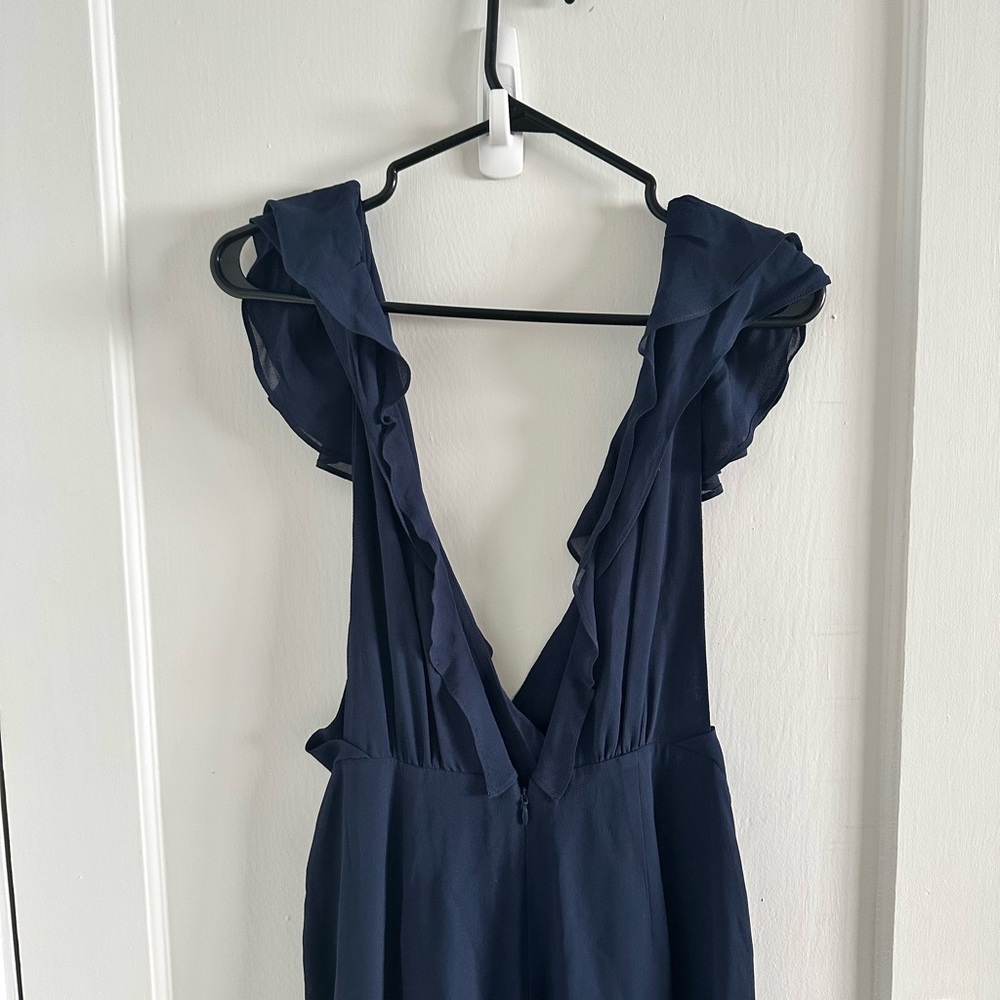 Reformation Deep Blue Ruffle Jumpsuit - Picture 5 of 14
